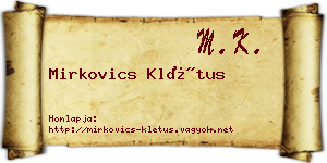 Mirkovics Klétus névjegykártya
